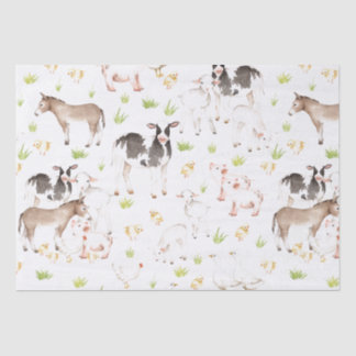 Met de hand getrokken waterverven dieren op het bo tissuepapier