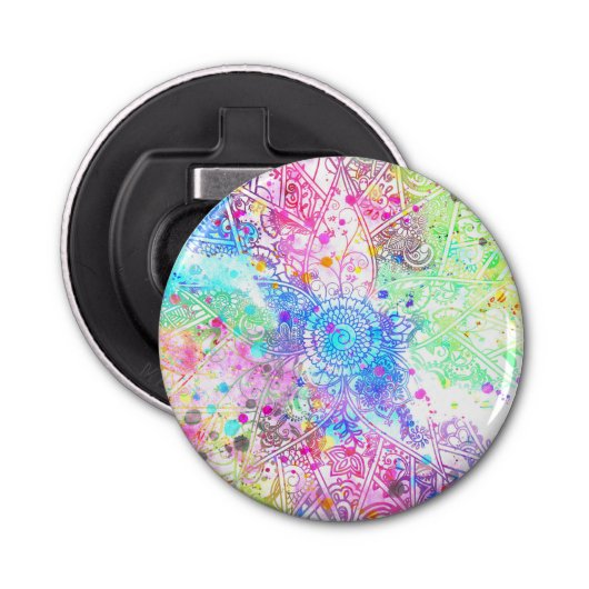 Met de hand getrokken waterverven voor het ontwerp button flesopener (Voorkant)