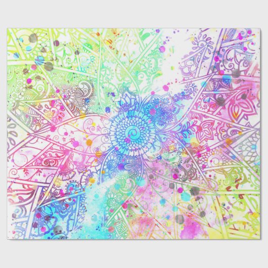 Met de hand getrokken waterverven voor het ontwerp cadeaupapier (Vlak)