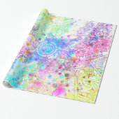 Met de hand getrokken waterverven voor het ontwerp cadeaupapier (Uitgerold)