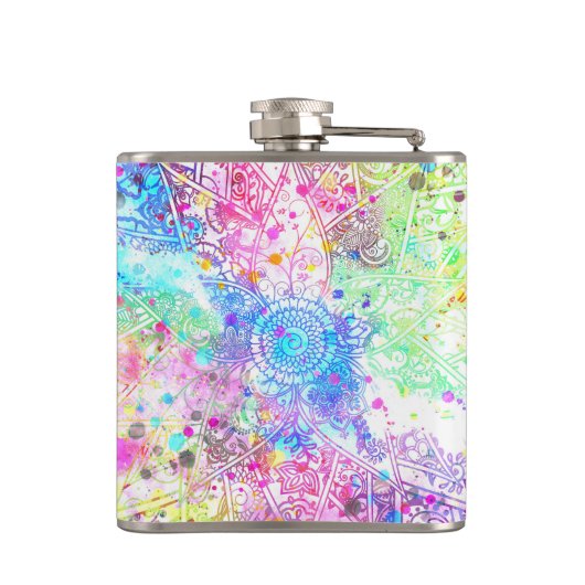 Met de hand getrokken waterverven voor het ontwerp heupfles (Achterkant)