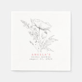 Met de hand getrokken wilde bloemen Elegant Minima Servet (Voorkant)