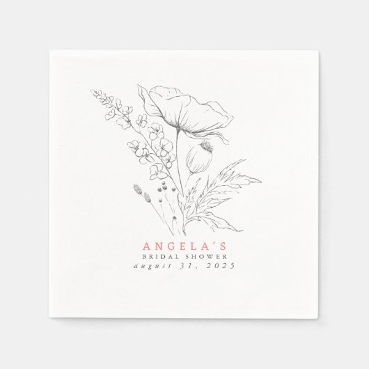Met de hand getrokken wilde bloemen Elegant Minima Servet (Voorkant)