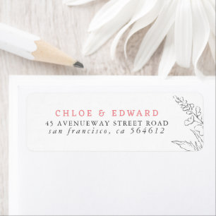 Met de hand getrokken wilde bloemen Minimalistisch Etiket