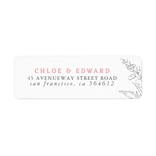 Met de hand getrokken wilde bloemen Minimalistisch Etiket (Voorkant)