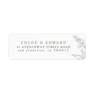 Met de hand getrokken wilde bloemen minimalistisch etiket