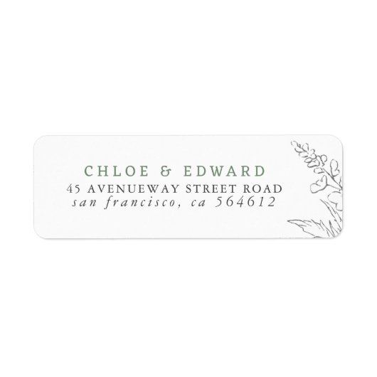 Met de hand getrokken wilde bloemen minimalistisch etiket (Voorkant)