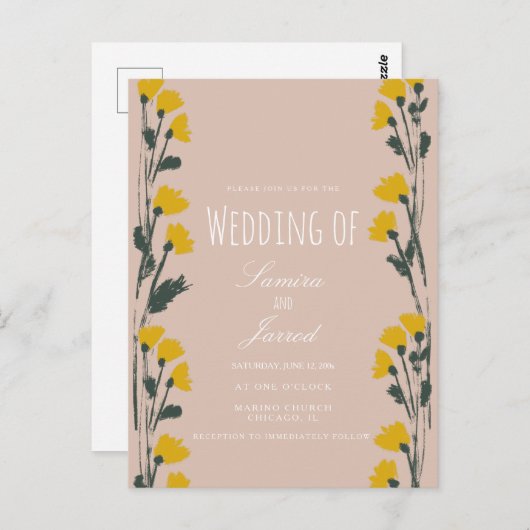 Met de hand getrokken wilde flora botanische tinta briefkaart (Voorkant / Achterkant)