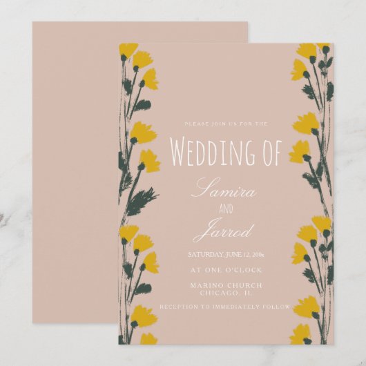 Met de hand getrokken wilde flora botanische tinta kaart (Voorkant / Achterkant)