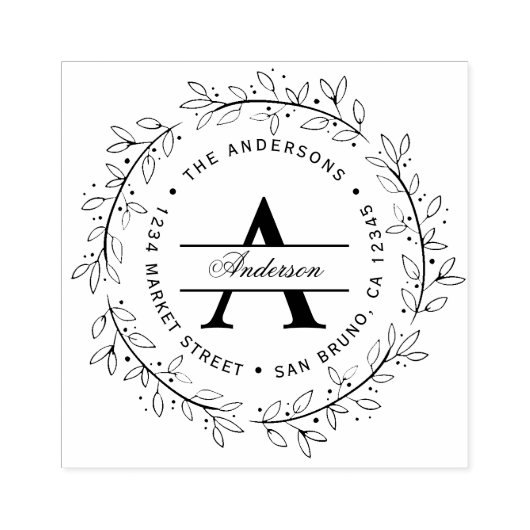 Met de hand getrokken Wreath | Aangepast retouradr Rubberstempel (Afrduk)