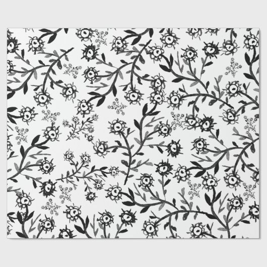 Met de hand getrokken zwarte witte waterverven cadeaupapier (Vlak)