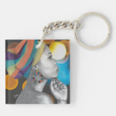 Met de hand geverfde acrylische Sleutelhanger (Achterkant)