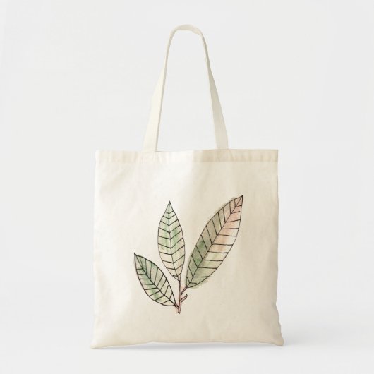 met de hand geverfde bladeren tote bag (Voorkant)
