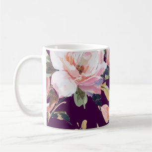 met de hand geverfde bloemkool, floral, waterverf, koffiemok