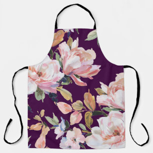 met de hand geverfde bloemkool, floral, waterverf, schort