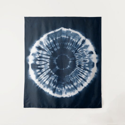 Met de hand geverfde indigo blue shibori-cirkel wandkleed (Voorkant)
