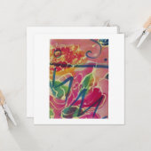 Met de hand geverfde zijde blanco groet kaart (Voorkant / Achterkant in situ)