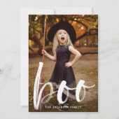Met de hand-Lettered Boo | Halloween-fotokaart Feestdagenkaart (Voorkant)