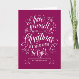 Met de hand Lettered Merry Li'l Kerstna het groet Feestdagen Kaart