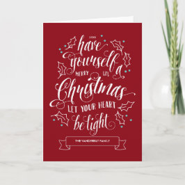 Met de hand Lettered Merry Li'l Kerstna het groet Feestdagen Kaart