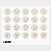 Met de Hand Met Liefde Script Kleine Zakelijke | E Ronde Sticker (Vel)