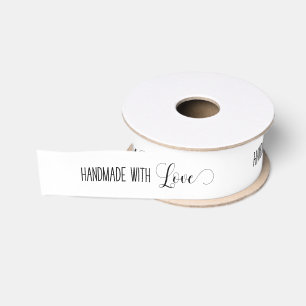 Met de Hand Met Liefde Zwart en Wit Grosgrain Lint