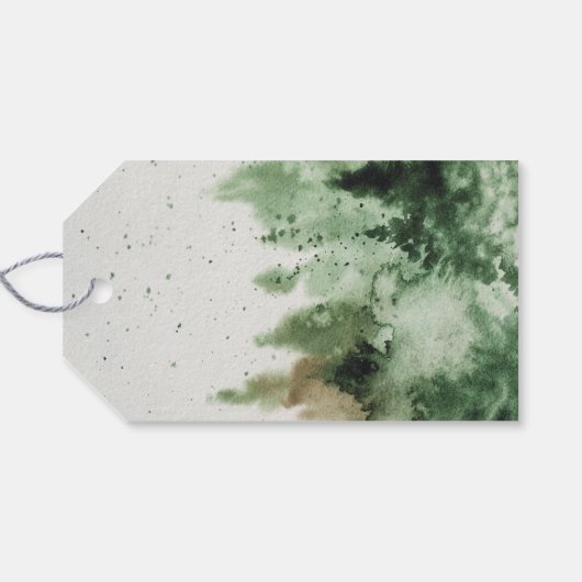 Met de hand opgestelde kerstboom en kousen, feestd cadeaulabel (Achterkant Horizontaal)