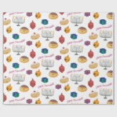Met de hand schilderde schattige Hannukah gevlekt Cadeaupapier (Vlak)