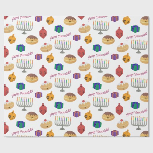 Met de hand schilderde schattige Hannukah gevlekt Cadeaupapier (Vlak)