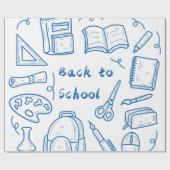 Met de hand teruggetrokken naar schooldoodle blauw cadeaupapier (Vlak)