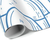 Met de hand teruggetrokken naar schooldoodle blauw cadeaupapier (Rol Hoek)