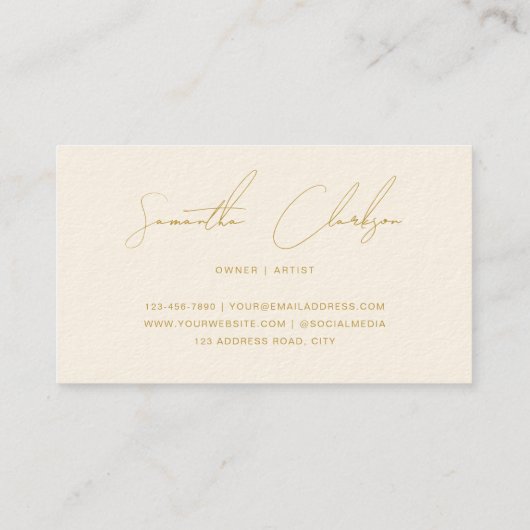 Met de hand uitgelijnde Gold Script-minimalist, Cr Visitekaartje (Achterkant)