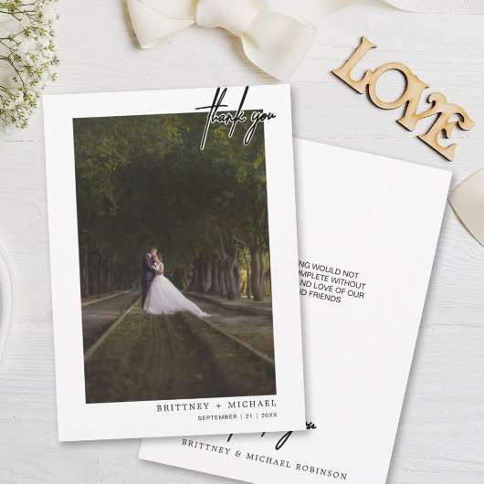 Met de hand uitgelijnde Moderne Eenvoudige Korte F Bedankkaart