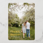 Met de hand uitgeruste Gold Script-fotoPasen Folie Feestdagenkaart (Voorkant)