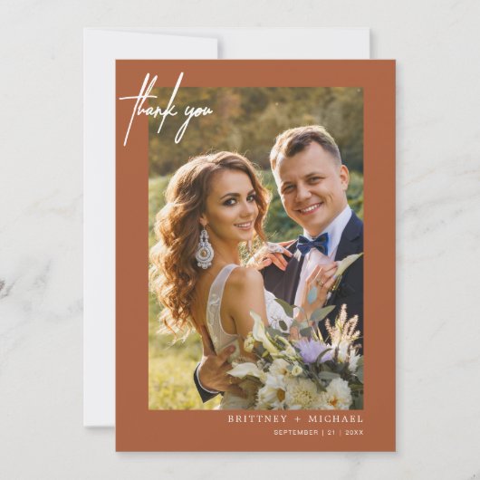 Met de hand uitgeruste moderne, eenvoudige foto Te Bedankkaart (Voorkant)