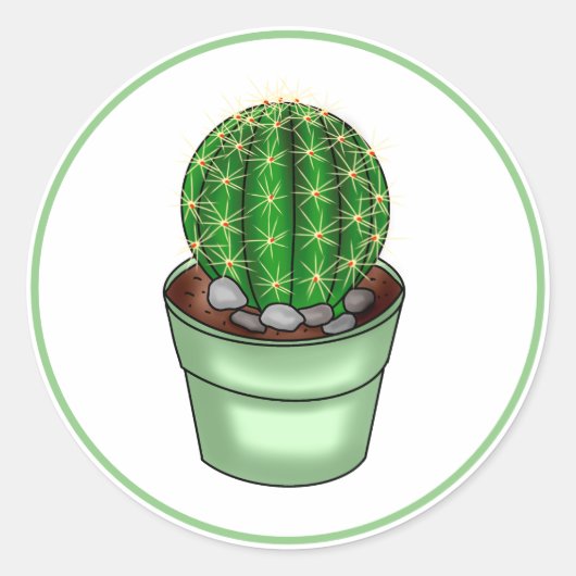 Met de hand uitgetrokken kweekcactus Succulent Ronde Sticker (Voorkant)