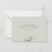 Met de hand uitgezette Eucalyptus Wedding Dank je Notitiekaartje (Achterkant)