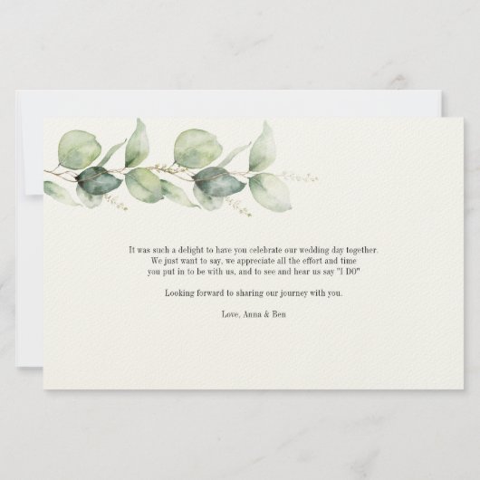 Met de hand uitgezonden bruiloft Dank je eucalyptu Briefpapier (Achterkant)