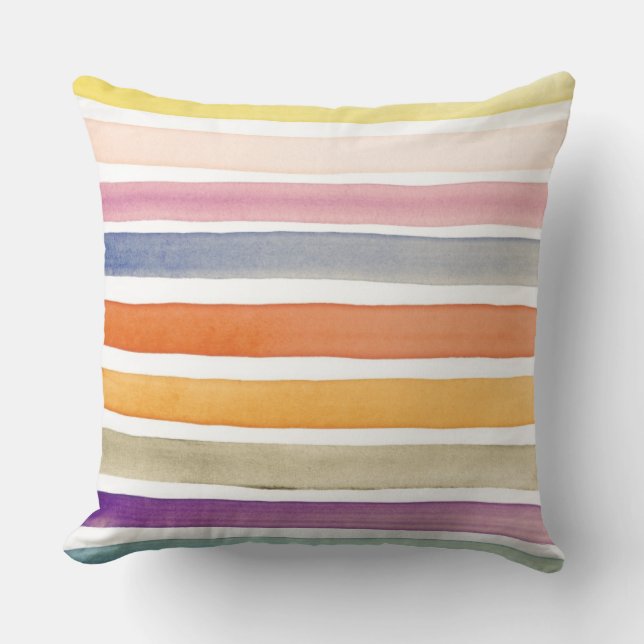 Met de hand van de waterverf geschilderde borstels kussen (Voorkant)