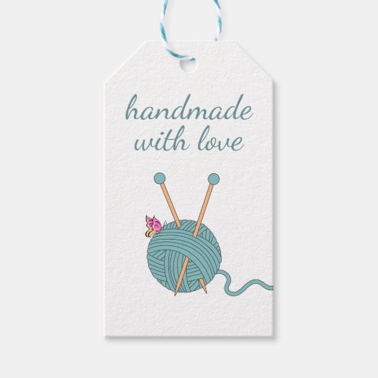 Met de Hand van Liefde - Hartvormige Draad & Vlind Cadeaulabel (Voorkant)