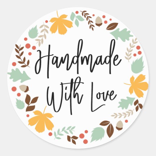 Met de Hand van Liefde Herfst Ronde Sticker (Voorkant)