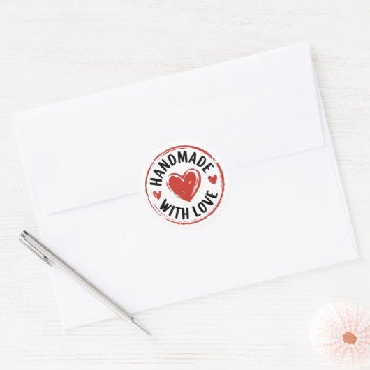 Met de Hand van Liefde met Rode Harten Sticker (Envelop)