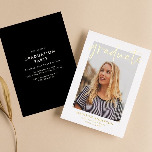 Met de hand-Verpletterde Partij van de Graduatie v Folie Uitnodiging