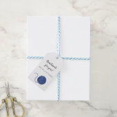 Met de hand vervaardigde wol met blauw garen, brei cadeaulabel (Met Touw)
