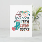 Met de kerstcadeautjes heb je alleen thee en warme kaart (Staand voorkant)