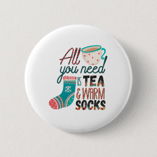 Met de kerstcadeautjes heb je alleen thee en warme ronde button 5,7 cm