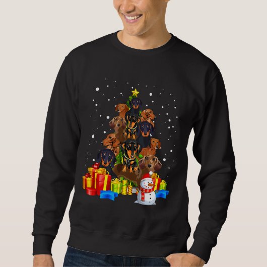Met de kerstdachshund-boom Funny Pajamas Trui (Voorkant)