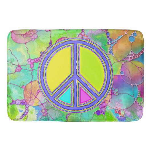 Met de kleuren gevuld PEACE-teken 1 Badmat (Voorkant)