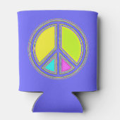 Met de kleuren gevuld PEACE-teken 1 Blikjeskoeler (Achterkant)
