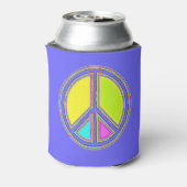 Met de kleuren gevuld PEACE-teken 1 Blikjeskoeler (Blikje Achterkant)